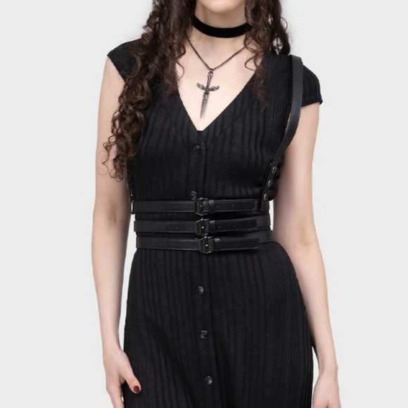 Killstar Black Leather Suspenders - Picture 5 of 5